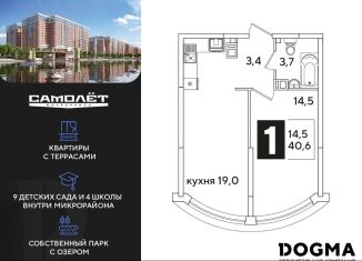 Однокомнатная квартира на продажу, 40.6 м2, Краснодар