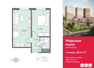 Продажа однокомнатной квартиры, 34.6 м2, Санкт-Петербург, муниципальный округ Юго-Запад