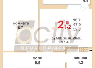 2-ком. квартира на продажу, 52.3 м2, Свердловская область