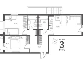 Продам двухкомнатную квартиру, 66.8 м2, Липецк
