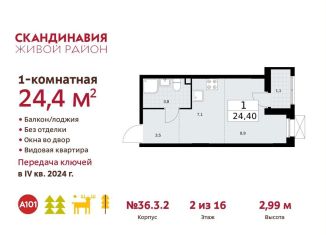 Квартира на продажу студия, 24.4 м2, Москва, жилой комплекс Скандинавия, 36.3.2