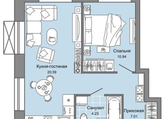 Продажа двухкомнатной квартиры, 43 м2, Кировская область, улица 4-й Пятилетки, 82