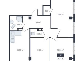 Продажа 3-комнатной квартиры, 78.7 м2, Мурино, улица Шоссе в Лаврики, 64к4, ЖК Ромашки