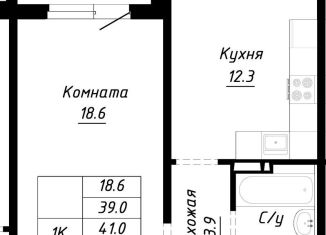Однокомнатная квартира на продажу, 42.9 м2, Барнаул