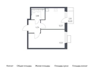Продается однокомнатная квартира, 39 м2, Московская область, жилой комплекс Квартал Ивакино, к2