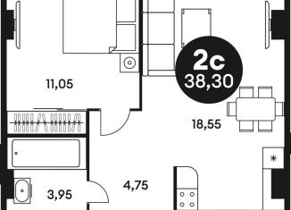 Продажа 1-комнатной квартиры, 38.3 м2, Ростовская область