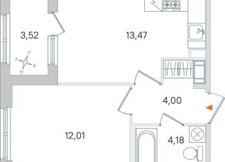 1-комнатная квартира на продажу, 35.4 м2, Пушкин