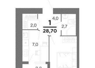 Продажа однокомнатной квартиры, 27.6 м2, Рязань