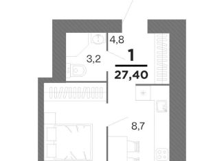 Продается однокомнатная квартира, 27.4 м2, Рязань