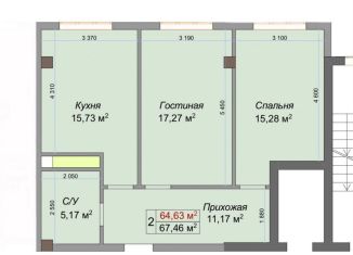Продам двухкомнатную квартиру, 67.5 м2, Нальчик, улица Тарчокова, 127А