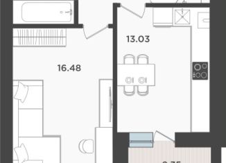 1-комнатная квартира на продажу, 42.9 м2, Калининградская область, улица Александра Невского, 194