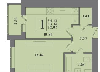 Продается 1-комнатная квартира, 33.3 м2, Калининградская область, Крейсерская улица, 13к1