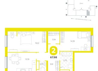 Продается двухкомнатная квартира, 68 м2, село Горьковка, Центральная улица, 25к2