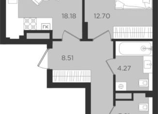 Продам 2-комнатную квартиру, 62.3 м2, Калининград, Ленинградский район
