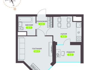 1-комнатная квартира на продажу, 35.5 м2, Ставрополь, Промышленный район, улица 45-я Параллель, 50к1