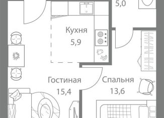 Продажа 2-комнатной квартиры, 46.1 м2, Москва, ЖК Стеллар Сити
