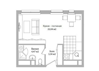 Квартира на продажу студия, 29.9 м2, Мытищи, Троицкая улица, 3Г