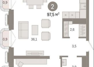 Продажа 2-комнатной квартиры, 97.5 м2, Екатеринбург, улица Некрасова, 8, метро Площадь 1905 года