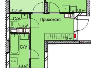 Двухкомнатная квартира на продажу, 59.8 м2, Нижний Новгород, метро Заречная