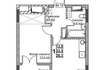 Продается 1-комнатная квартира, 36.1 м2, Нижний Новгород, метро Московская, площадь Минина и Пожарского
