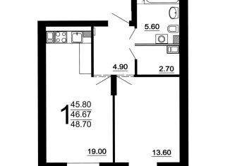 Продажа 1-комнатной квартиры, 46.7 м2, Нижегородская область