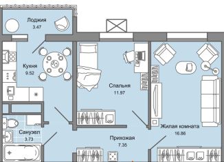 Продается 2-ком. квартира, 51 м2, Ульяновск, Заволжский район, жилой комплекс Улла, 2