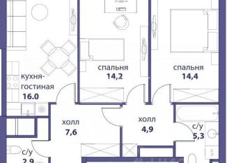 Продажа двухкомнатной квартиры, 65.1 м2, Москва, Шелепихинская набережная, 34к5, метро Шелепиха