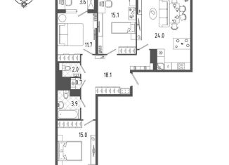 Продам 3-комнатную квартиру, 92.2 м2, Санкт-Петербург, Измайловский бульвар, 9, метро Московские ворота