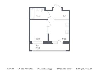 1-комнатная квартира на продажу, 36.3 м2, деревня Новосаратовка