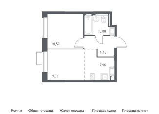1-комнатная квартира на продажу, 34.3 м2, деревня Мисайлово, микрорайон Пригород Лесное, к11.1