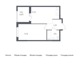 Продаю 1-комнатную квартиру, 39.9 м2, деревня Новосаратовка