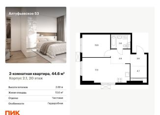 Продается двухкомнатная квартира, 44.6 м2, Москва, станция Дегунино