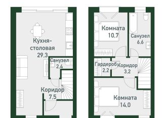 Двухкомнатная квартира на продажу, 75.3 м2, Челябинская область