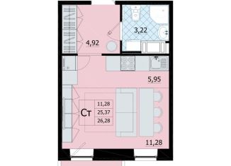 Продаю квартиру студию, 26.3 м2, поселок Бугры