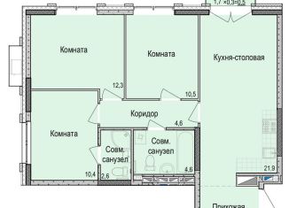 Продам трехкомнатную квартиру, 71.9 м2, Ижевск, Красная улица, 118к1