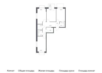 Продается 3-ком. квартира, 78.4 м2, Московская область, жилой комплекс Томилино Парк, к6.2