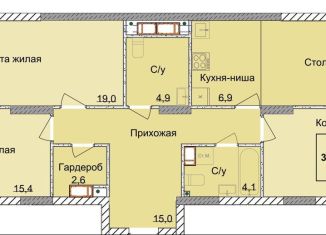 Продам 3-комнатную квартиру, 99.7 м2, Нижний Новгород, 1-я Оранжерейная улица, 16