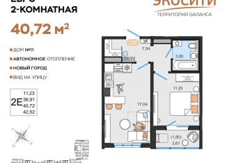Продается 2-комнатная квартира, 40.7 м2, Ульяновск, жилой комплекс ЭкоСити, 11