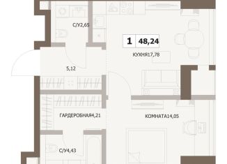 Однокомнатная квартира на продажу, 48.2 м2, Москва, 5-й Донской проезд, вл21к6, станция Площадь Гагарина