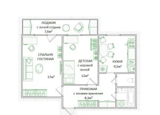 Продажа 2-комнатной квартиры, 55 м2, Татарстан, улица Рихарда Зорге, 111