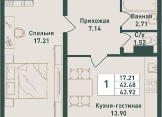 Однокомнатная квартира на продажу, 45.5 м2, городской посёлок имени Свердлова