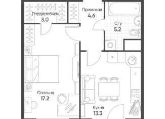 Продается 1-ком. квартира, 44.5 м2, рабочий посёлок Кольцово, жилой комплекс Счастье в Кольцово, 1
