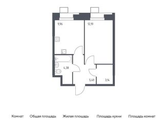 Однокомнатная квартира на продажу, 34.5 м2, поселение Мосрентген, многофункциональный комплекс Тропарево Парк, к2.2