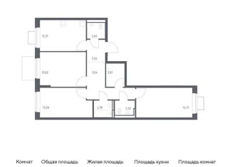 Продается 3-комнатная квартира, 78.4 м2, Ленинский городской округ, жилой комплекс Богдановский Лес, 7.3