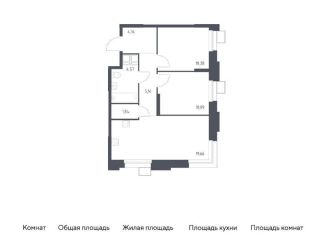 Продам 2-комнатную квартиру, 55.7 м2, поселение Мосрентген, многофункциональный комплекс Тропарево Парк, к2.2
