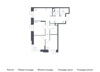 Продажа 3-комнатной квартиры, 69.3 м2, поселение Мосрентген, многофункциональный комплекс Тропарево Парк, к2.2
