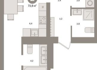 Продажа двухкомнатной квартиры, 73.8 м2, Свердловская область, Московская улица, 158