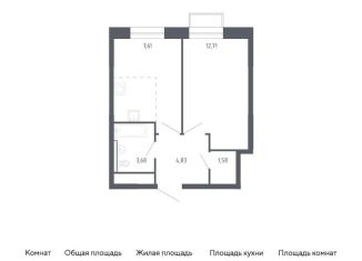 Однокомнатная квартира на продажу, 33.9 м2, Балашиха, жилой квартал Новоград Павлино, к7