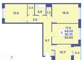 Продается 3-комнатная квартира, 83.8 м2, поселение Первомайское, жилой комплекс Эдельвейс, к5А