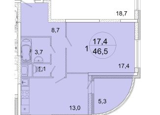 1-ком. квартира на продажу, 46.5 м2, Ивантеевка, улица Прокудина, 3